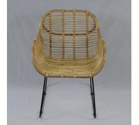 Chaise en rotin Lycce VENUS Fauteuil en osier - naturel - Rétro années 50 Salon Loft Salle à manger Jardin Cuisine Bistro Balcon Terrasse avec accoudoirs, couleur : naturel