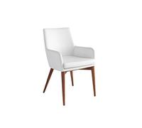 Chaise rembourrée - ANGEL CERDA - Simili et pieds bois de frêne - Blanc - L 57 x P 64 x H 88 cm