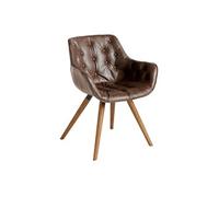 Chaise rembourrée - ANGEL CERDA - Simili cuir et pieds bois de frêne - Marron - L 65 x P 46 x H 78 cm