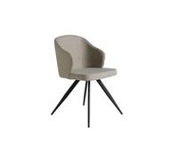 Angel Cerdá - Chaise de Salle à Manger Rembourrée en Tissu Gris | Chaises de Salle à Manger Modernes avec Accoudoirs, Design Minimaliste | 48 x 57 x 82 cm, Pieds en Acier Noir | Confortable
