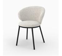 Chaise en tissu beige et pieds en métal noir - Angèle - Maison Pavane