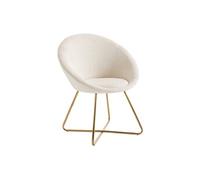 Chaise en tissu bouclette et métal doré - Blanc - BURBAN