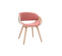 Chaise design en tissu effet velours texturé terracotta et bois clair BENT