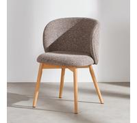 Chaise en tissu polyester moka et bois de hêtre 56x78x55cm Marron