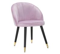 Chaise en tissu rose avec dossier et pieds en bois noir, 57x58x80 cm