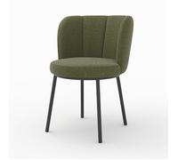 Chaise en tissu vert chiné et pieds noirs - Aby - Maison Pavane