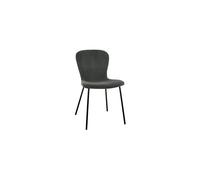 Chaise en velours anthracite, pieds en métal, dossier H80 cm - Pomax, DAIA - 49x53x80 cm