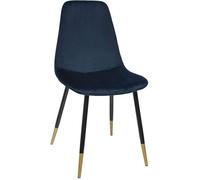 Chaise en velours bleu - ATMOSPHERA - Tyka - Pieds dorés - Design élégant et moderne