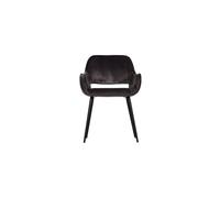 Chaise en velours gris anthracite, accoudoirs confortables, base métal laqué noir - Woood, Jelle - 60x57x80 cm