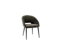 Chaise en velours gris anthracite, dossier rembourré, accoudoirs, assise moelleuse, pieds en métal - Pomax, Syrah - 55x60x79 cm