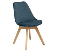 Chaise en velours style scandinave ""Helsinki"" Atmosphera - Bleu canard - Bleu canard -