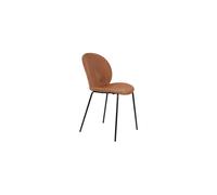 Chaise en velours terracota orange, pieds en acier, cadre métal noir, antidérapant - Zuiver, Bonnet - 53x84x45 cm