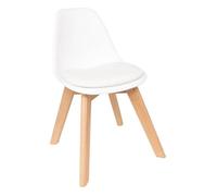 Atmosphera - Chaise enfant Baya - plastique et hêtre, blanc, coussin intégré