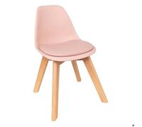 Atmosphera Créateur d'Intérieur - Chaise Enfant Baya Rose - Plastique et Hêtre - Salle à Manger, Chambre, Bureau, Salon - Confortable Coussin Intégré