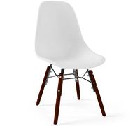 Chaise Enfant - Design Scandinave - Pieds en Bois Foncé - Skögur Blanc