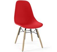 Chaise Enfant - Design Scandinave - Pieds en Bois - Skögur Rouge
