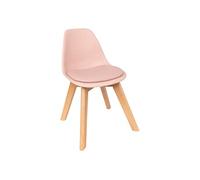 Atmosphera Créateur d'Intérieur - Chaise Enfant Baya Rose - Plastique et Hêtre - Salle à Manger, Chambre, Bureau, Salon - Confortable Coussin Intégré
