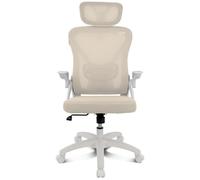 Chaise ergonomique Drift DRAIR35 dossier maille base nylon blanche accoudoirs pliables