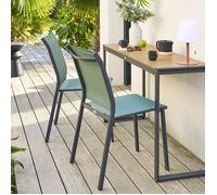 Chaise de jardin empilable ESSENTIA Vert olive Graphite Aluminium traité époxy, Texaline Hespéride