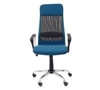 Chaise Esteras Mécanisme d'inclinaison tissu Turquoise Maille Noir Structure chromée Accoudoirs fixes Appui-tête Roulettes en nylon 50 mm