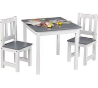 Chaise et table pour enfants en bas âge, table en bois, 2 chaises, gris et blanc