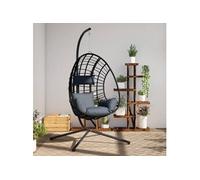 vidaXL Fauteuil suspendu design oeuf avec support Anthracite Rotin et acier