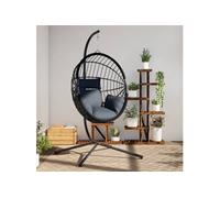 vidaXL Fauteuil suspendu design oeuf avec support Anthracite Rotin et acier