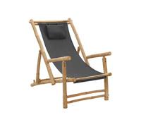 vidaXL Chaise longue bambou et toile gris foncé