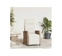 vidaXL Fauteuil de jardin avec table d'appoint Réglable Beige Poly Rattan