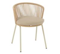 Chaise extérieure design en acier et corde Beige 56x57x75 cm