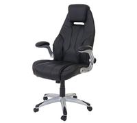 Chaise fauteuil de bureau HWC-A65, chaise pivotante, similicuir noir