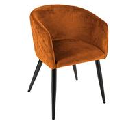 Atmosphera – Fauteuil Marlo – velours ambre – pieds métal noir