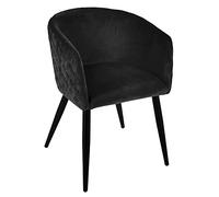 Atmosphera – Fauteuil Marlo – Velours noir, dossier matelassé, L 55 x P 55 x H 76 cm