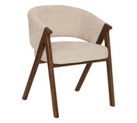 Chaise Fauteuil Design "Amza" 79cm Beige & Noyer