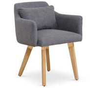 Menzzo Fauteuil scandinave Alan 70 cm Tissu gris clair