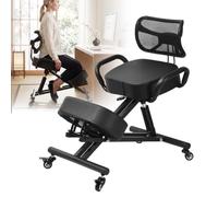 Chaise genoux ergonomique avec dossier | Hauteur réglable de 57 à 67 cm et rembourrage en maille respirante | Repose-jambes 4 positions et siège stable jusqu'à 100 kg Tabouret pour bureau, dessin et