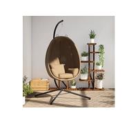 vidaXL Fauteuil suspendu design oeuf avec support Taupe Tissu et acier