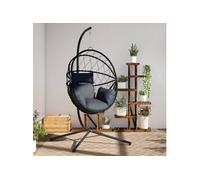 vidaXL Fauteuil suspendu design oeuf avec support Anthracite Rotin et acier