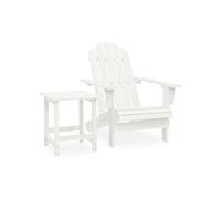 vidaXL Chaise de jardin Adirondack avec table en bois massif de sapin blanc