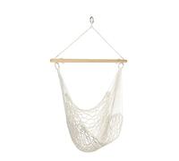 Chaise hamac suspendue hawaïenne TERRE JARDIN - Blanc et bois - 120 x 90 cm - Charge 150 kg