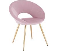 Chaise Happyment Luxe en velours – Rose – Chaises de salle à manger avec accoudoirs – Chaise de réunion – Pieds métalliques dorés – 1 pièce – Hauteur d'assise 47 cm