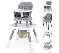 Chaise haute 16 en 1 - Chaise haute et rehausseur - Table à jeux - Plateau de construction - Chaise pour enfant - Gris