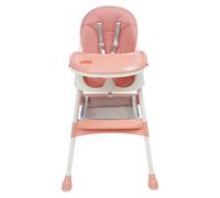 Chaise haute 2-en-1 - Chaise haute pour enfant - Réglable en hauteur, pliable, rembourrée - Double plateau avec harnais à 5 points - Jusqu'à 80 kg, de 6 mois à 6 ans - Rose