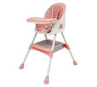 Chaise haute 2-en-1 pour enfants - Chaise haute pour bébé - Réglable en hauteur - Pliable - Double plateau 43 x 25 cm - Harnais à 5 points - Assise rembourrée - Jusqu'à 80 kg - Rose