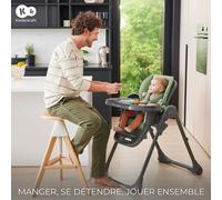 Kinderkraft TUMMIE 2-en-1 chaise d'alimentation - pliable - réglable en hauteur - fonction couchage - 7 niveaux d'adaptation de la hauteur - double plateau - dès la naissance - vert