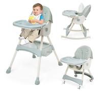 Chaise Haute 3 en 1/Chaise pour Tout-Petit/Chaise Berçante pour Bébé,Ergonomique,Confortable,Inclinable,Pliable,avec Hauteur Réglable,Repose-pieds et Tablette Amovible