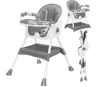 Chaise haute 3-en-1 pour bébé - Chaise haute pour enfant - Pliable - Portable - Double plateau - Repas et jeux - À partir de 12 mois - Gris