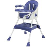 Chaise haute 3-en-1 pour bébé - Chaise haute pour enfant - Pliable, portable, modulable, double plateau, à partir de 12 mois - Bleu foncé