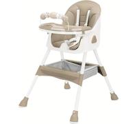 Chaise haute 3-en-1 pour bébé - Modèle E500 - Pliable - Double plateau - Repas et jeux - Siège en cuirPolyuréthanefacile d'entretien - Kaki
