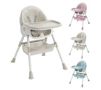 Chaise haute 4-en-1 pour bébé - Siège de repas pour enfant avec table - Réglable - Pliable - Siège combiné pour bébé, idéal pour l'alimentation dès 6 mois jusqu'à 2 ans - Beige
